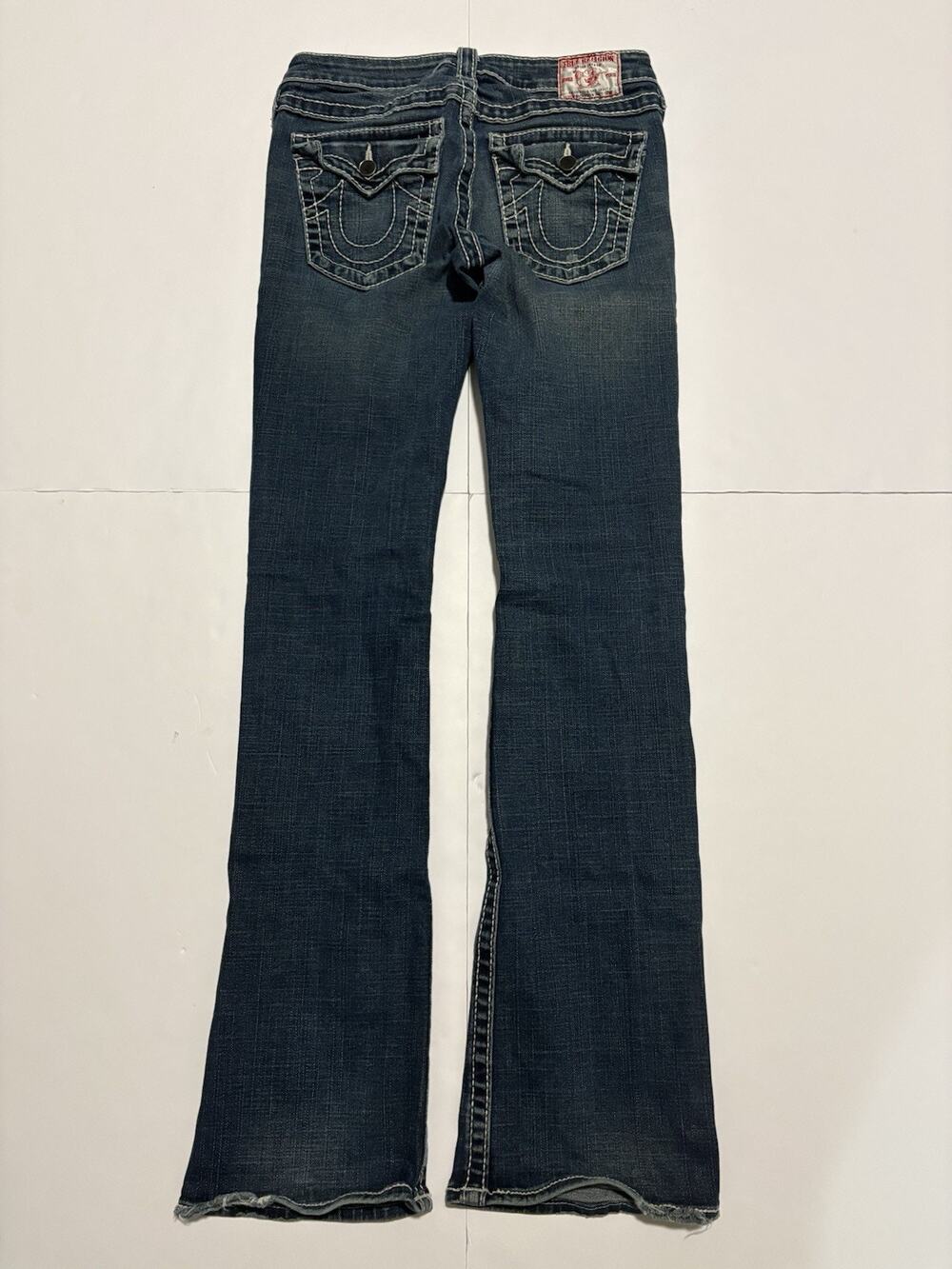 True Religion Disco Becky Big T Jeans Womens 27 Made USA Flare Y2K Rhinestone